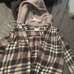 American Eagle Fleece hooded flannel